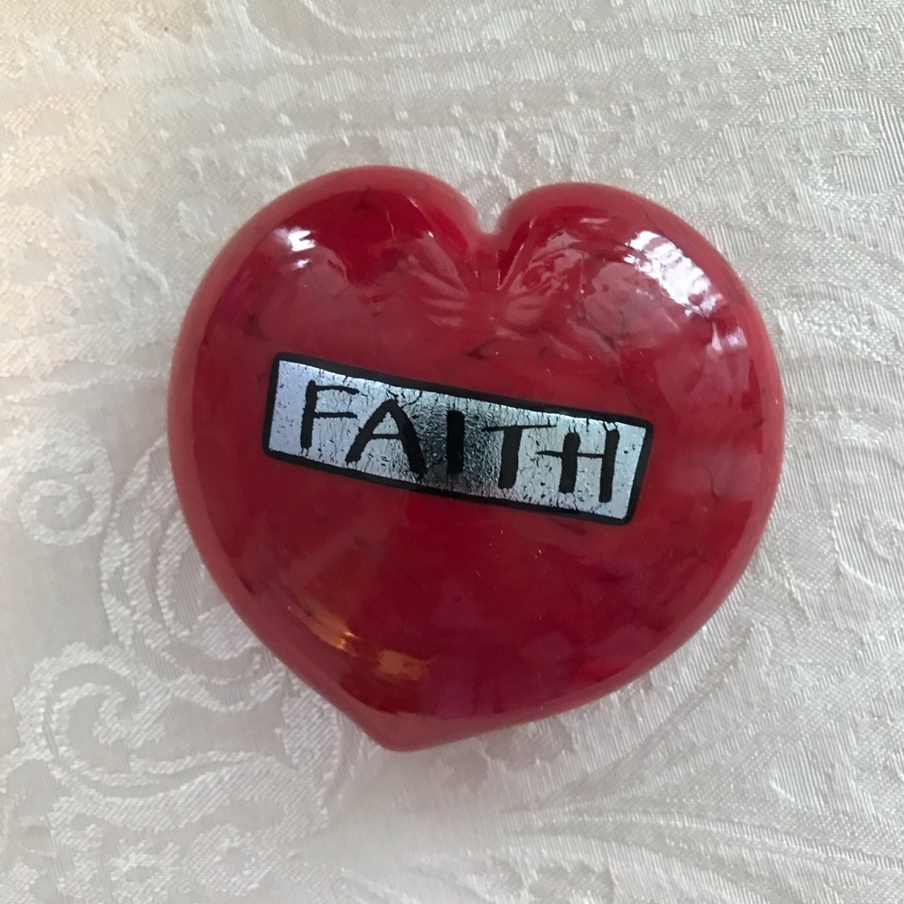 Signed Mad Art Paperweigth Heart Art glass